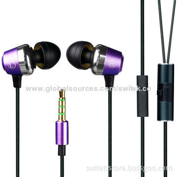 Noise-cancelling Metal In-ear Earphones for iPhone/Mobile Phones with Volume Control and Microphone